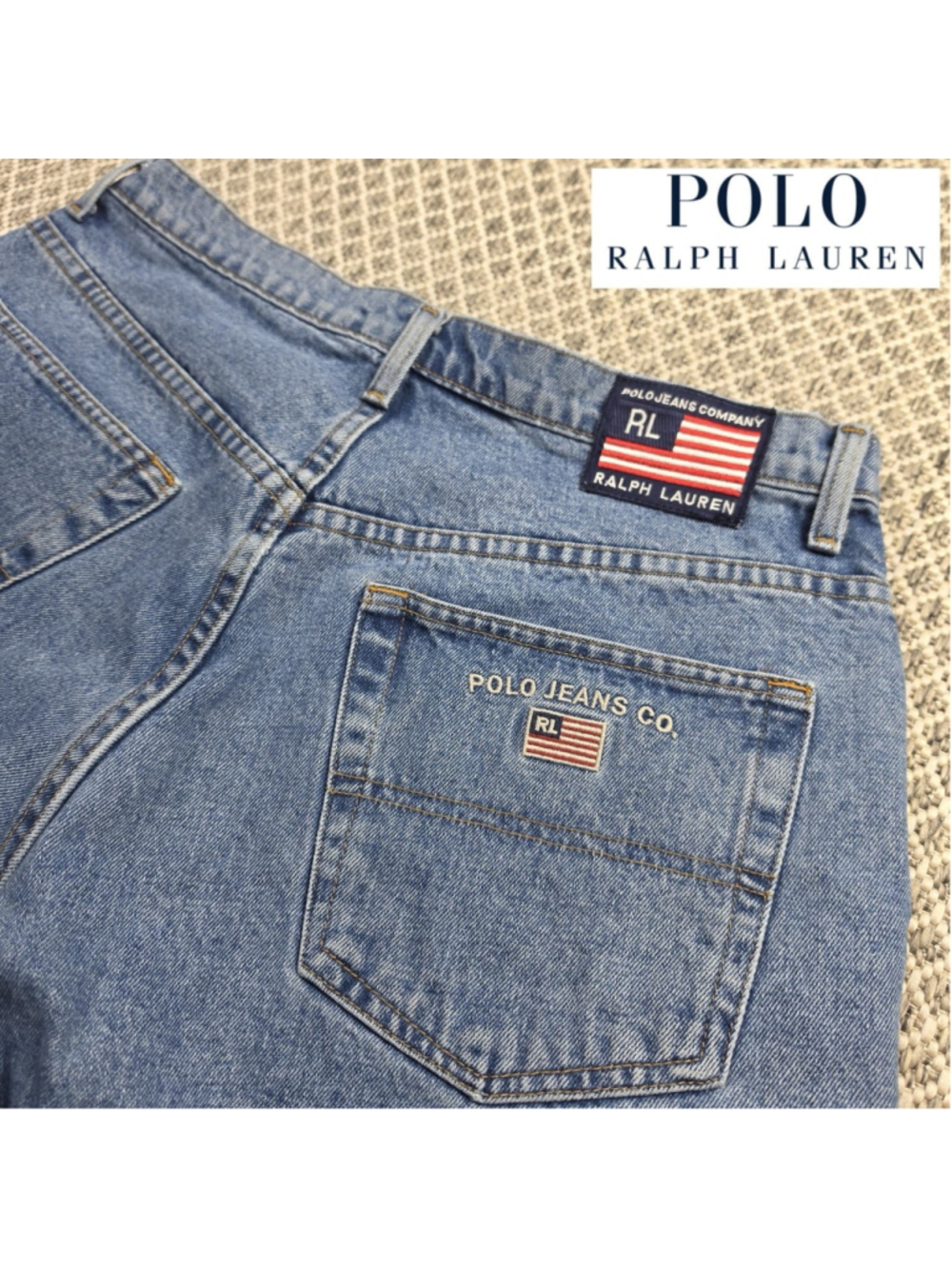 Vintage Polo Jeans Co Ralph Lauren Men’s Size 33 Denim Shorts USA Flag Jorts